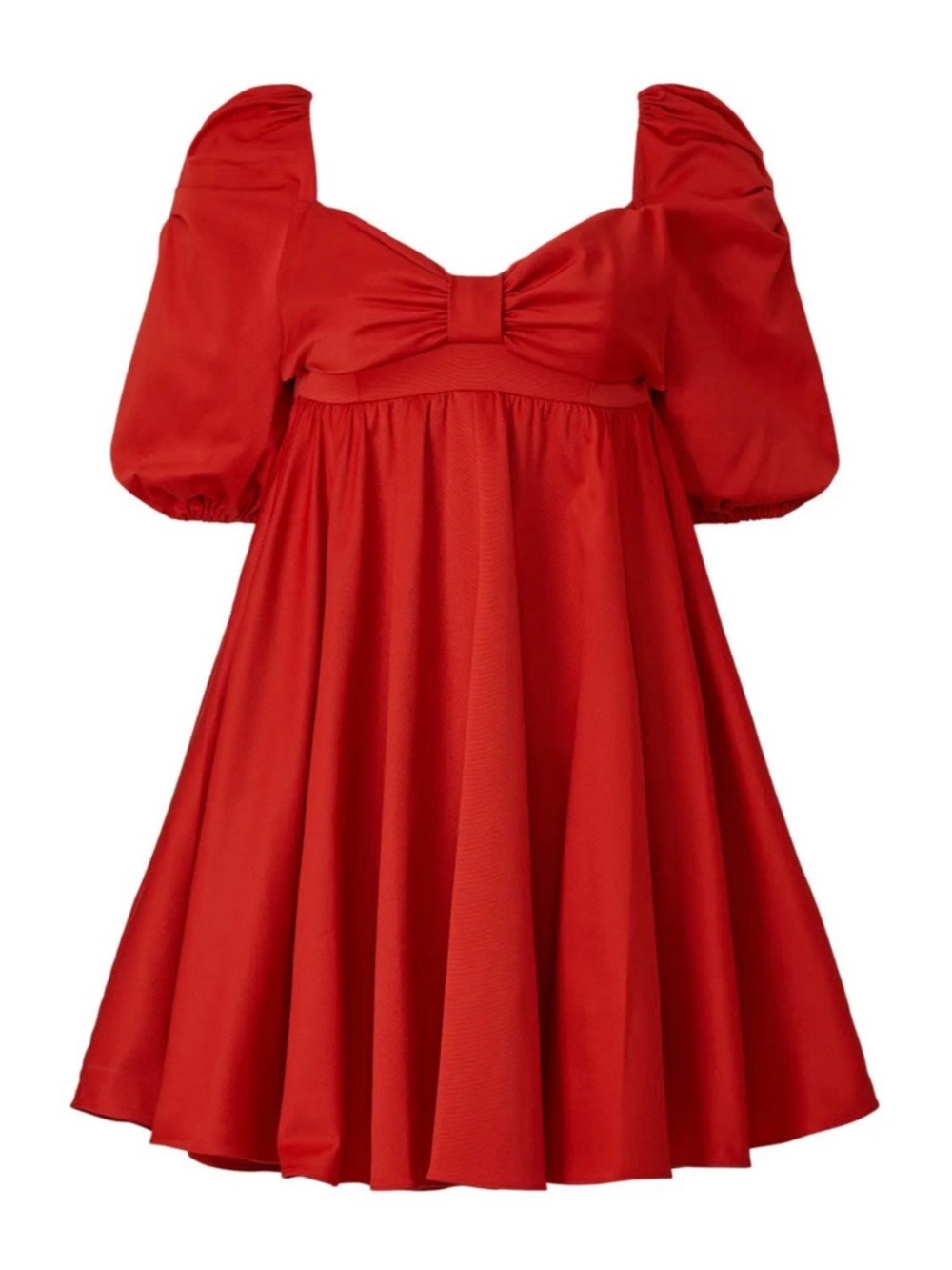 Kate Spade Beau satin Red Bow-Detail Puff Sleeve Dress